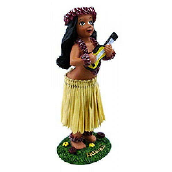 Dashboard Mini Hawaiian Hula Girl With Ukulele Wiggling Doll - Small 4"