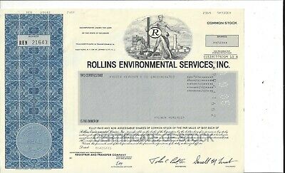 Rollins Environmental Services Inc.......1985 Common Stock Certificate